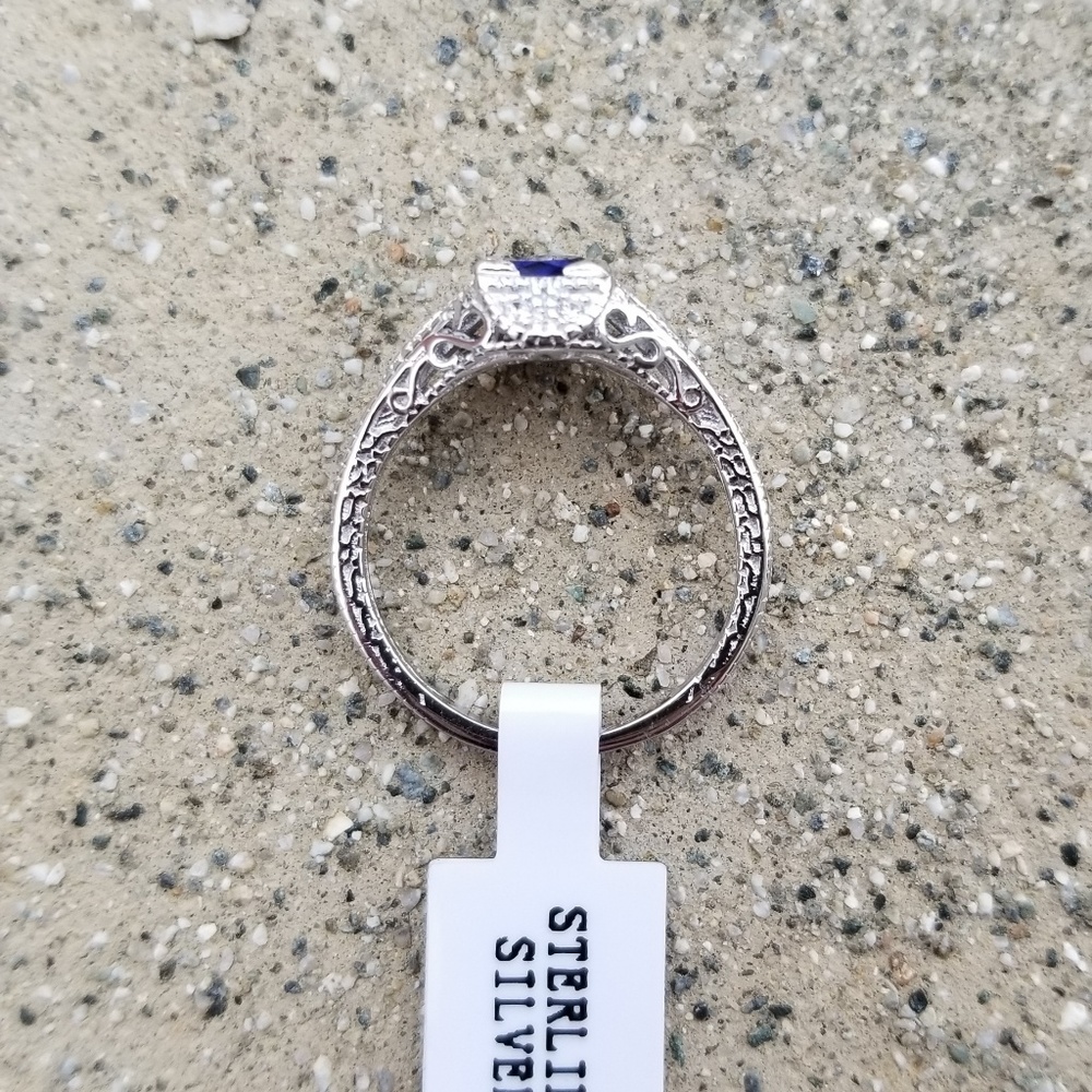 💙Art Deco Vintage Sterling Silver Sapphire Ring💙 - Picture 7 of 8